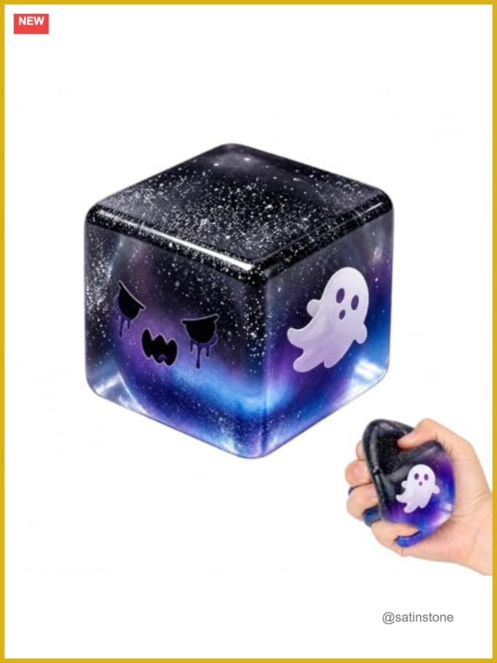 Halloween Ghost Squishy Cube Starry Squeeze Toy Stress Relief Desk Display
